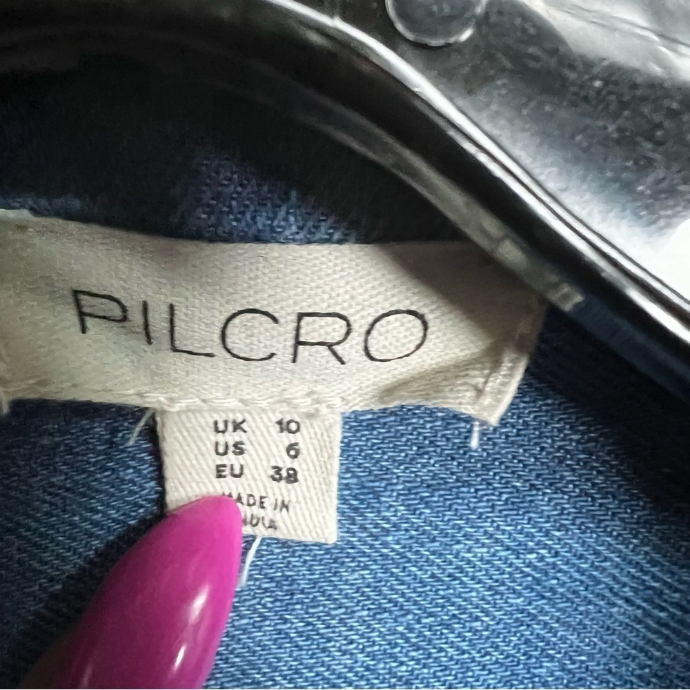 PILCRO | Denim Button-Front Puff Sleeve Dress - Picture 8 of 12